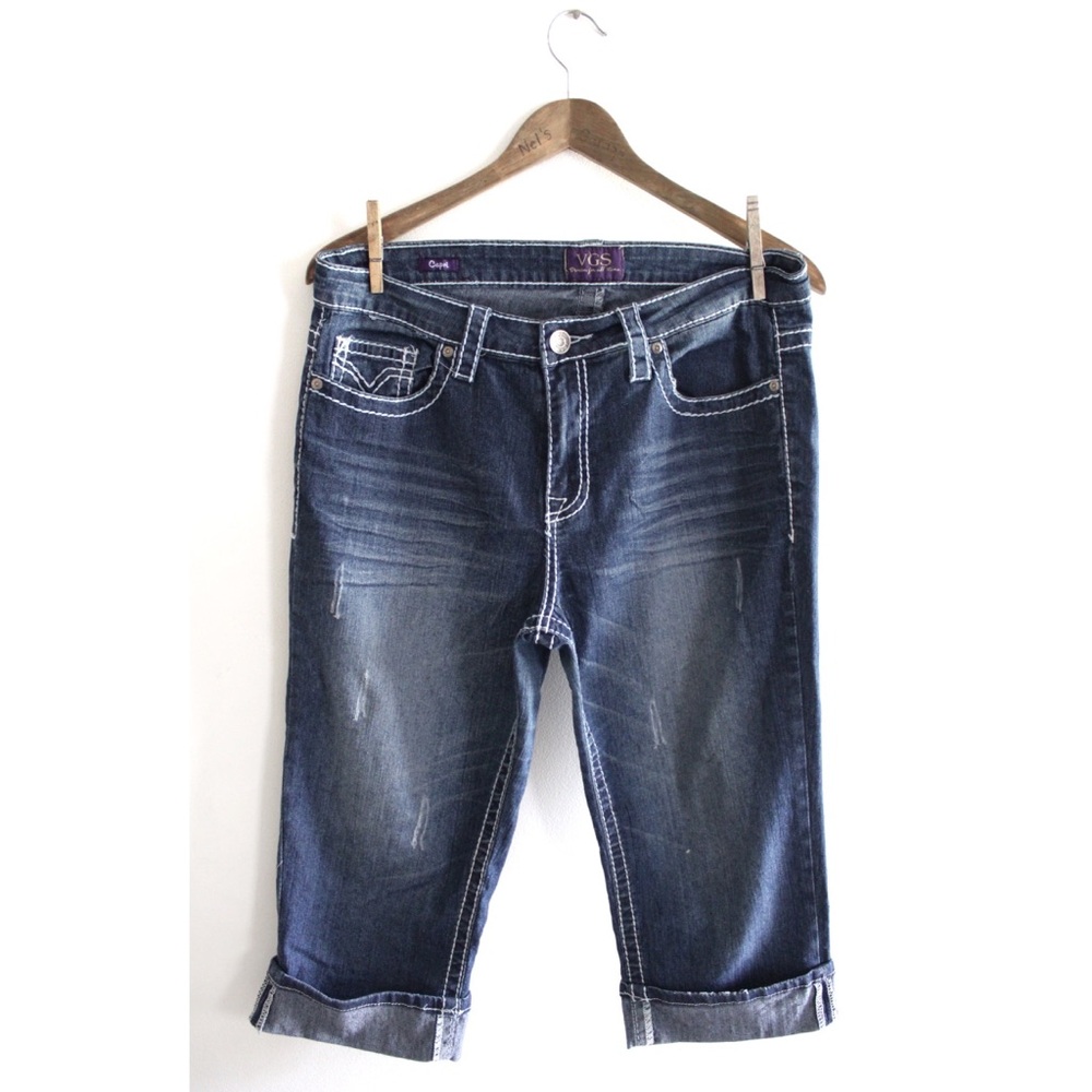 VGS Thick Threading Capri Jeans 10 30